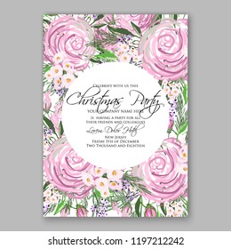 Rose wedding invitation Floral vector background peony