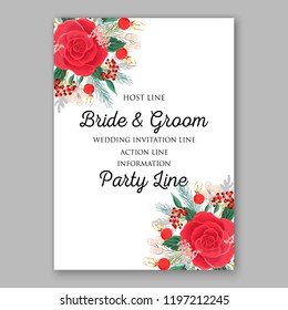Rose wedding invitation Floral vector background peony