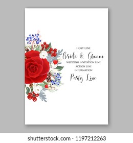 Rose wedding invitation Floral vector background peony