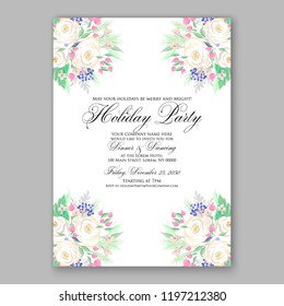 Rose wedding invitation Floral vector background peony