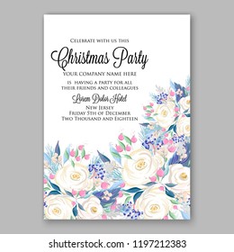 Rose wedding invitation Floral vector background peony