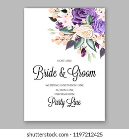 Rose wedding invitation Floral vector background peony