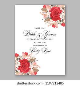 Rose wedding invitation Floral vector background peony