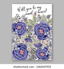 Rose wedding invitation peony floral bridal shower wreath background vector card template
