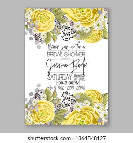 Rose wedding invitation peony floral bridal shower wreath background vector card template