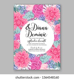 Rose wedding invitation peony floral bridal shower wreath background vector card template