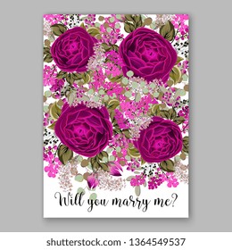 Rose wedding invitation peony floral vector card template ranunculus marsala