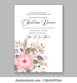 Rose wedding invitation peony floral vector card template ranunculus marsala