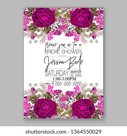 Rose wedding invitation peony vector card template