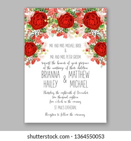 Rose wedding invitation peony vector card template