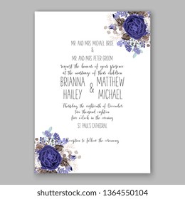 Rose wedding invitation peony vector card template