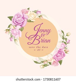 rose wedding invitation and save the date vector design