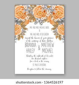 Rose wedding invitation vector card template greenery peony hibiscus
