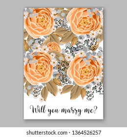 Rose wedding invitation vector card template greenery peony hibiscus