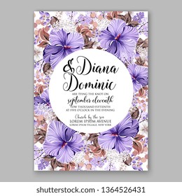 Rose wedding invitation vector card template greenery peony hibiscus
