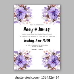 Rose wedding invitation vector card template greenery peony hibiscus