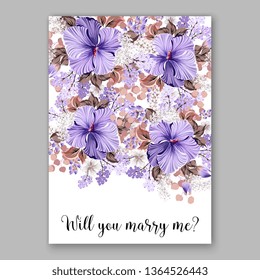 Rose wedding invitation vector card template greenery peony hibiscus