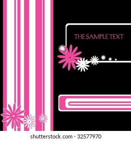 Rose and white bars on a black background