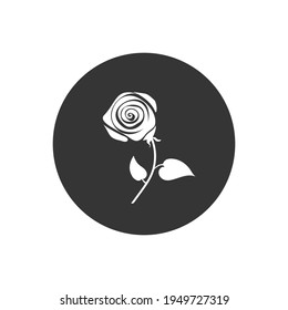 Rose white icon in flat style. Vector