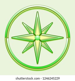 Rose of Wind. Cartographic symbol made of glass.
