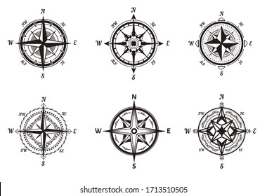 Rose Wind Nautical Equipment Compasses Isolated Stock Vector (Royalty ...