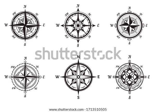 Rose Wind Nautical Equipment Compasses Isolated Stock Vector (Royalty ...