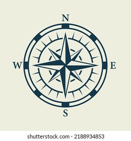 Rose Wind Navigation Retro Equipment Sign. Adventure Direction Arrow to North South West East Orientation Navigator Modern Glyph Pictogram. Compass Map Silhouette Icon. Isolated Vector Illustration.