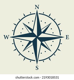 Rose Wind Navigation Retro Equipment Sign. Adventure Direction Arrow to North South West East Orientation Navigator Modern Glyph Pictogram. Compass Map Silhouette Icon. Isolated Vector Illustration.