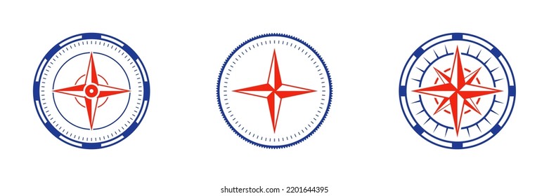 Rose Wind Navigation Retro Equipment Sign. Adventure Direction Arrow to North South West East Orientation Navigator Modern Pictogram. Compass Map Silhouette Icon Set. Isolated Vector Illustration.