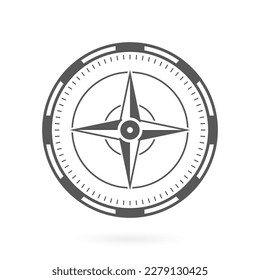 Rose Wind Navigation Retro Equipment Sign. Adventure Direction Arrow to North South West East Orientation Navigator Modern Glyph Pictogram. Compass Map Silhouette Icon. Isolated Vector Illustration.