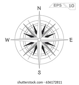 rose wind symbol for navigation compass vector illustration
