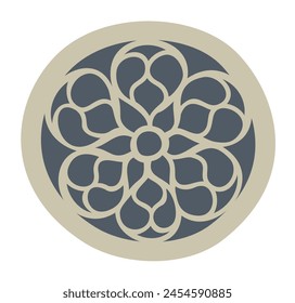 Rose window. Architectural element. Vector isolated illustration.