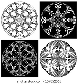 Rose Windows with Holy Cross symbols derived from ancient motifs in vector art which allows you to choose your own color combination, perfect for Christmas decoration