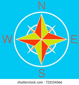 rose of winds on a blue background direction of the sides of the world