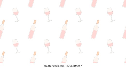 Roséweinflaschen und Gläser, Vektormuster