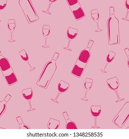 rose wine drink seamless pattern . Good for textile, print, menu , web design