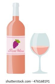 Rose wine and wine glass set