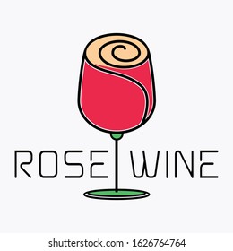 rose wine logo design template