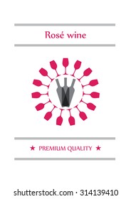 rose wine on a white background