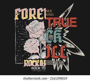 Rose and wing vector print design for t shirt and others. Wild flower graphic print design for apparel, stickers, posters, background . 