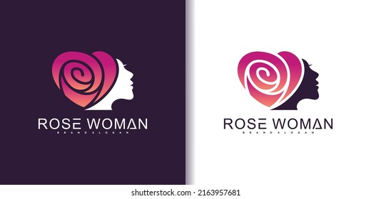 Rose with woman face logo design minimalist Premium Vector Part 1