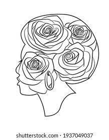 Rose women Line art vector Illustration