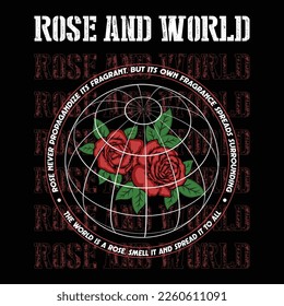 rose and world street wear design, poster, hoodie 