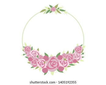 Rose Wreath Drawing, Beautiful Floral Frame, Circle Rose Wreath