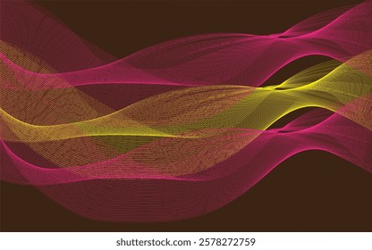 Rose and Yellow combination of Realistic Wave  Abstract Background with Vector Design