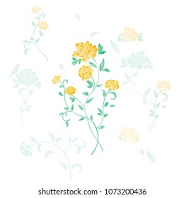 Rose Yellow Flowers Vector.