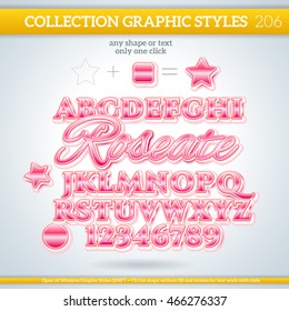Roseate Graphic Styles for Design. Graphic styles can be use for decor, text, title, cards, events, posters, icons, logo and other.
