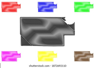 Roseau County, Minnesota (U.S. county, United States of America, USA, U.S., US) map vector illustration, scribble sketch Roseau map