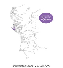 Roseau, Dominica,Streets Roads Map with location pin, illustration vector element image 