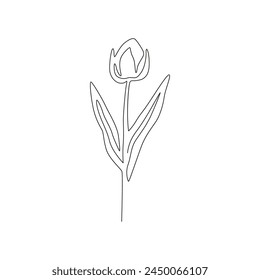 Rosebud line art. Vector isolated simple minimal rosebuds drawing. Colorless black line rosebud outline sketch.